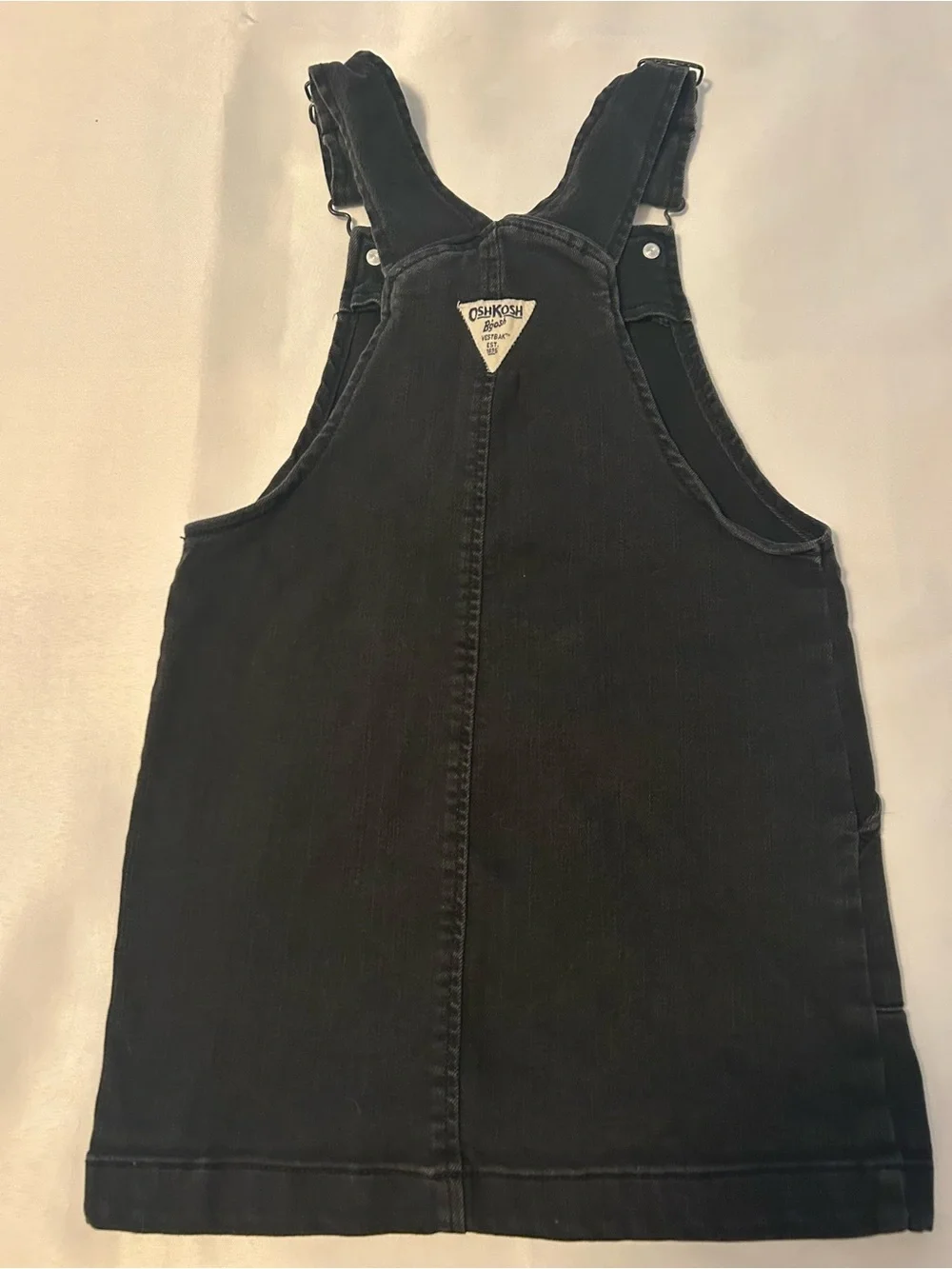 Girls OshKosh black overall skirt dress size 5T adjustable straps snap front